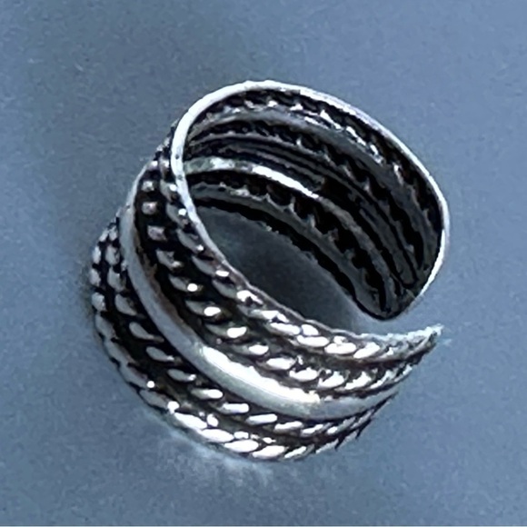 Sterling Silver Simi Wide Textured Ear Cuff - Picture 4 of 14